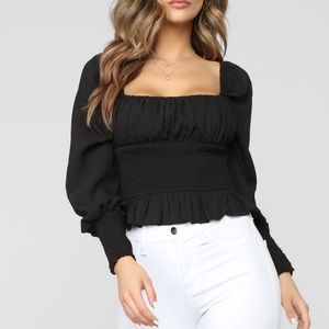 Black square neck top